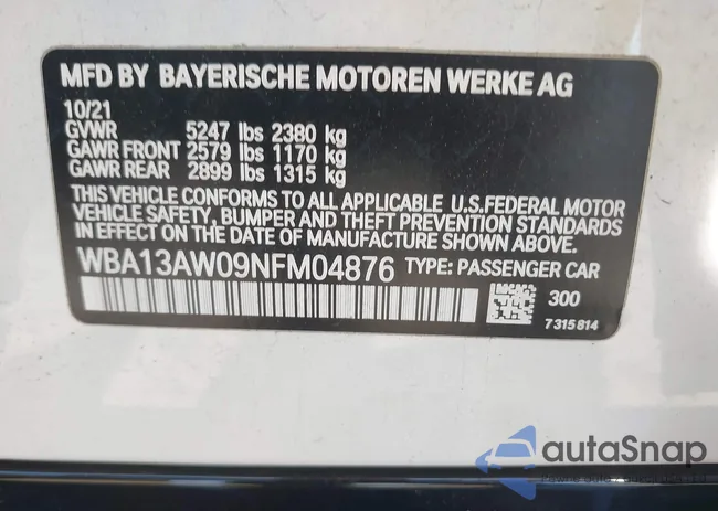 WBA13AW09NFM04876: 42130113
