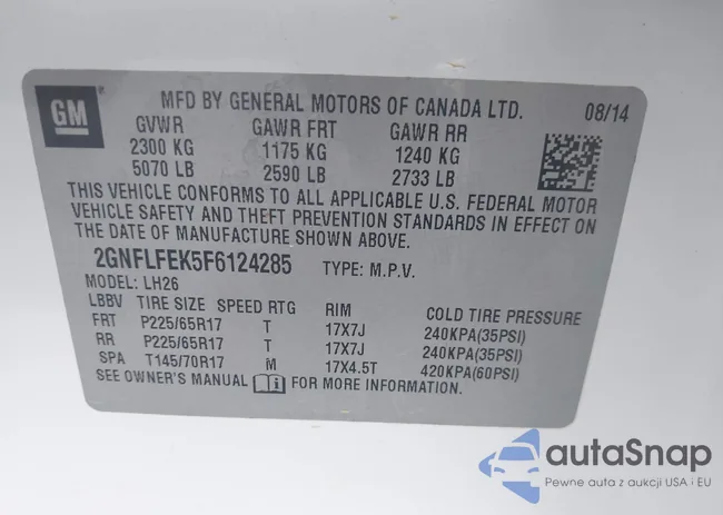 2GNFLFEK5F6124285: 42130128