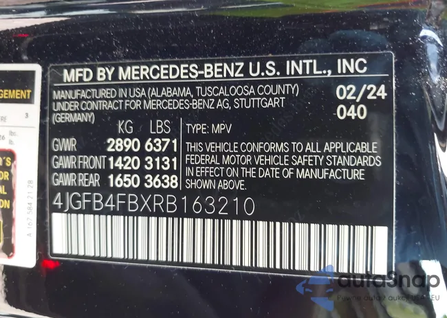 4JGFB4FBXRB163210: 42129298