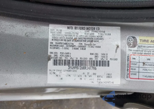 3FAHP07Z68R247706: 42129337