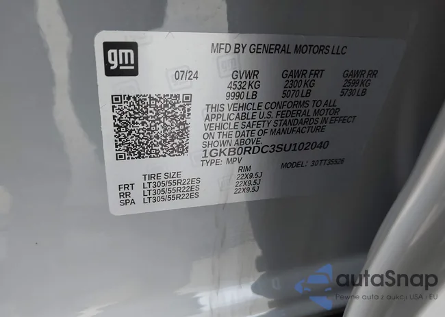 1GKB0RDC3SU102040: 42130620