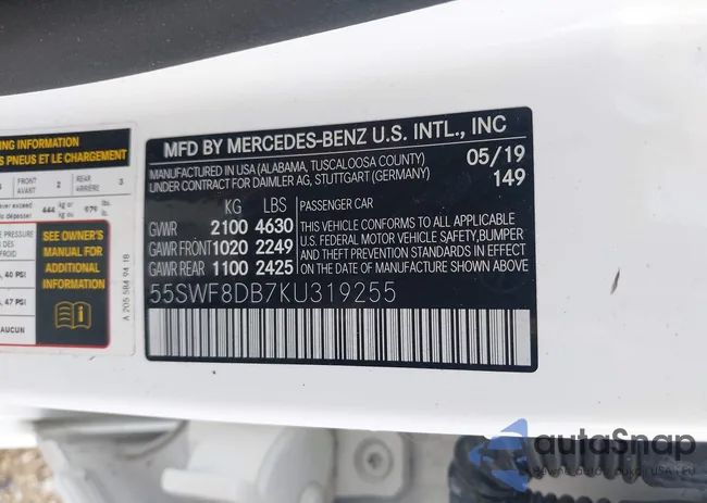 55SWF8DB7KU319255: 42130800