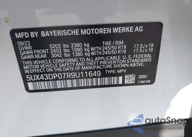 5UX43DP07R9U11649: 42130996