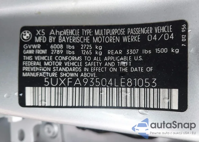 5UXFA93504LE81053: 42131085