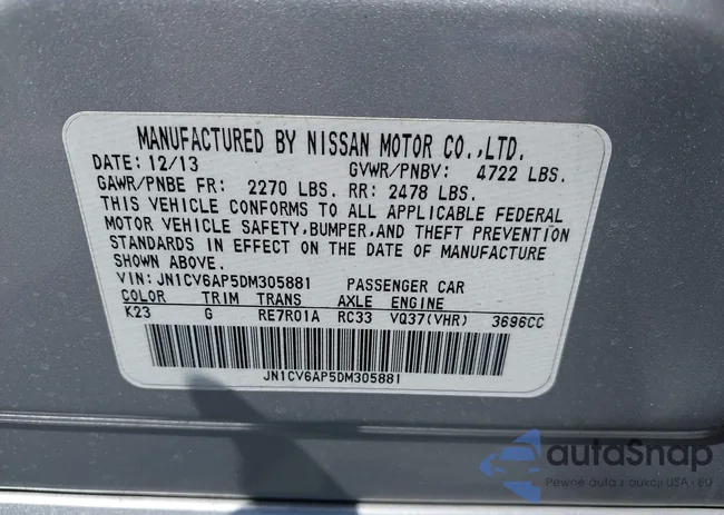 JN1CV6AP5DM305881: 42130352