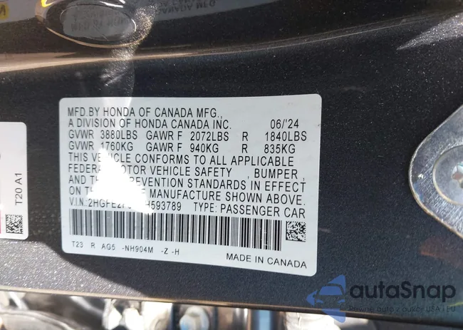 2HGFE2F51RH593789: 42130397