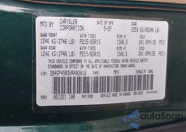 2B4GP45R3VR402016: 42131557