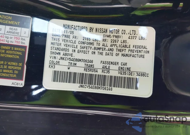 JNKCV54E86M706246: 42131610