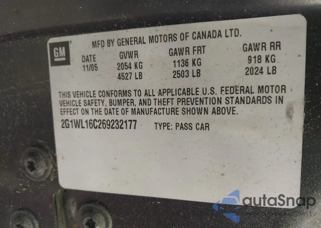 2G1WL16C269232177: 42131812