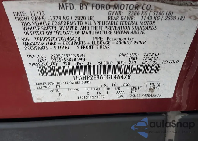 1FAHP2E86EG146478: 42131865