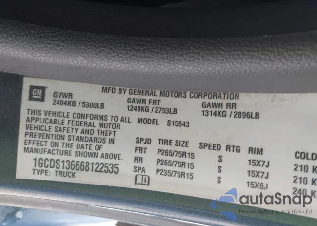 1GCDS136668122535: 42131897