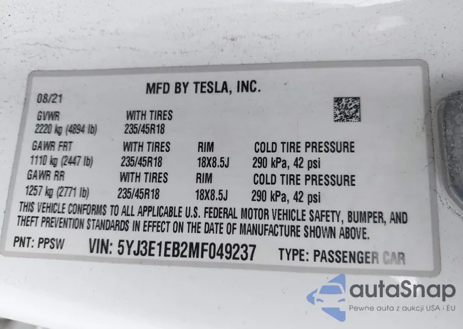 5YJ3E1EB2MF049237: 42132071