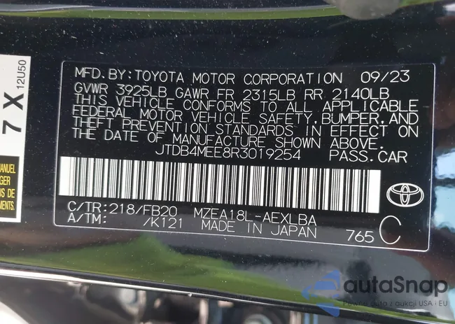 JTDB4MEE8R3019254: 42132108