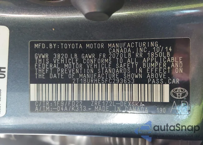 2T1BURHE5FC293653: 42131272