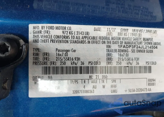 1FADP3F24JL214504: 42132599