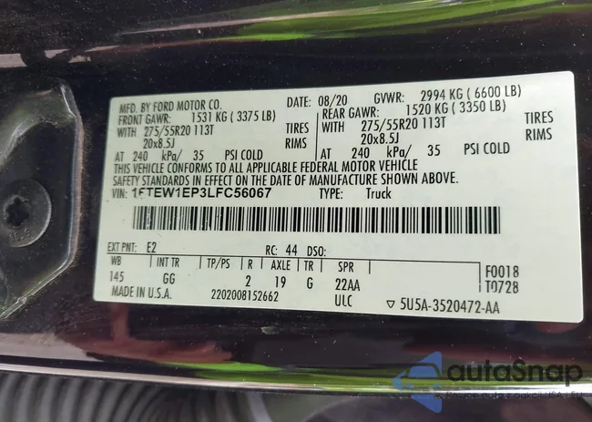 1FTEW1EP3LFC56067: 42132791