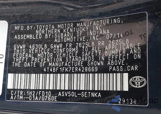 4T4BF1FK7ER428669: 42132936