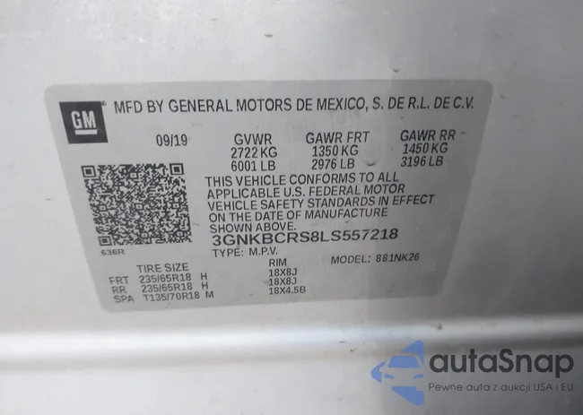 3GNKBCRS8LS557218: 42132485