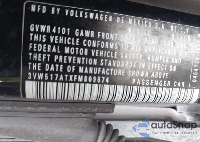 3VW517ATXFM809674: 42132498