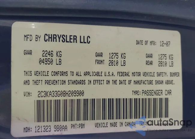 2C3KA33G08H209900: 42132504