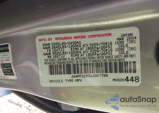 JA4MT31R54J007799: 42133535