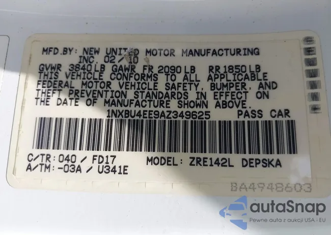 1NXBU4EE9AZ349625: 42133553