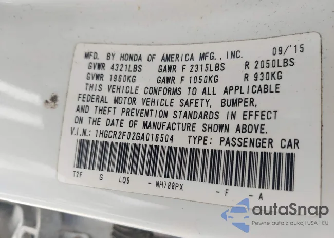 1HGCR2F02GA016504: 42133601