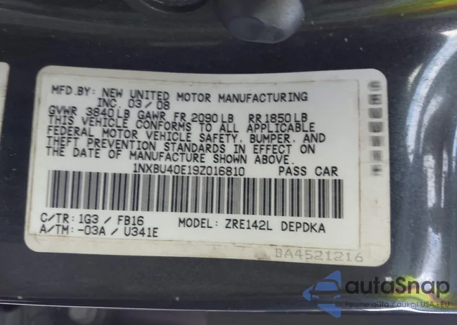 1NXBU40E19Z016810: 42133609