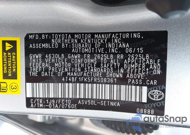 4T4BF1FK5FR508361: 42133715