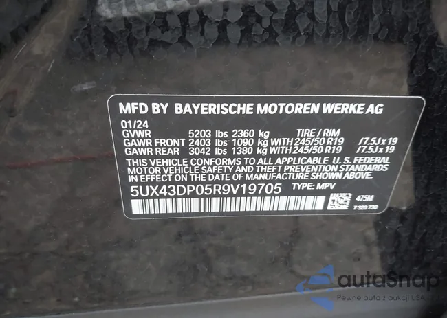 5UX43DP05R9V19705: 42133189