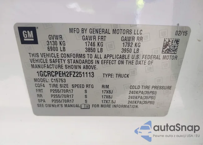 1GCRCPEH2FZ251113: 42133190