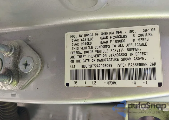 1HGCP2F72AA026069: 42133356