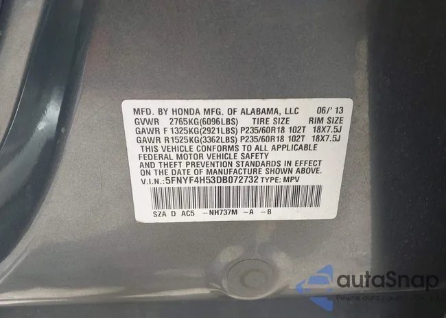 5FNYF4H53DB072732: 42133427