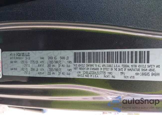 1C4BJWDG6HL517779: 42134534