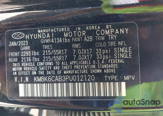 KM8K6CAB3PU012120: 42134639