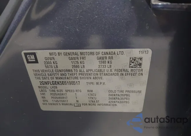 2GNFLGEK5E6190517: 42134685