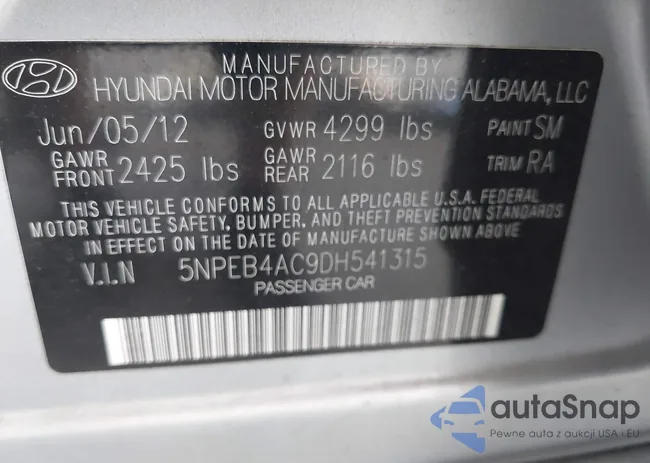 5NPEB4AC9DH541315: 42134916