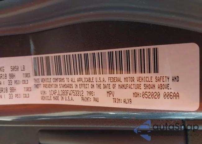 1C4PJLDB3FW753312: 42134956