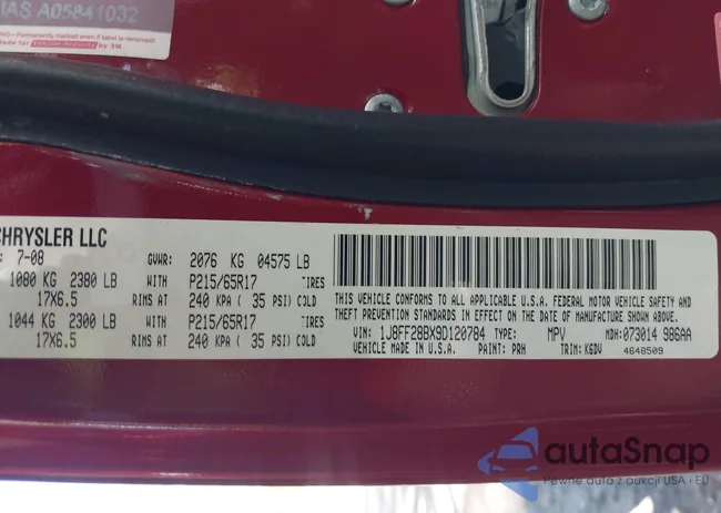 1J8FF28BX9D120784: 42134136