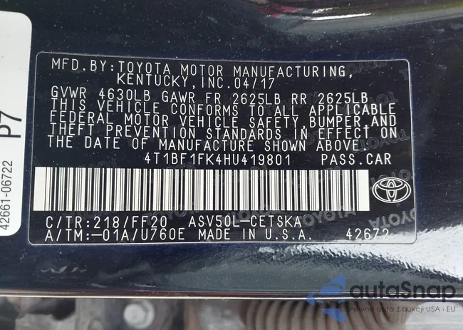 4T1BF1FK4HU419801: 42134406