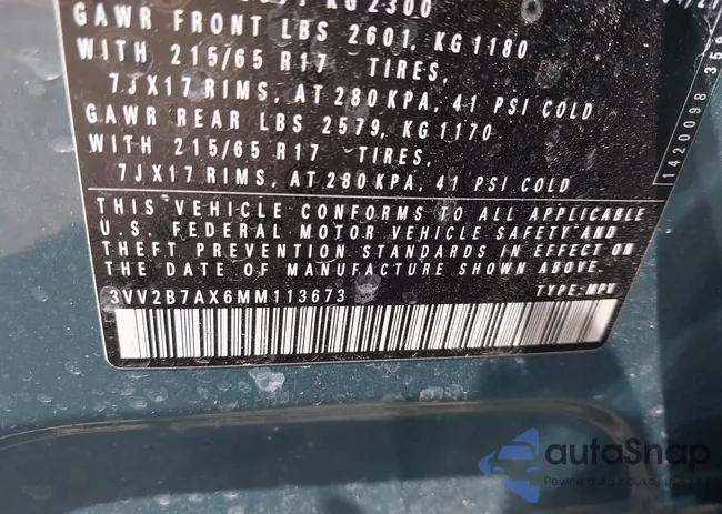 3VV2B7AX6MM113673: 42134490