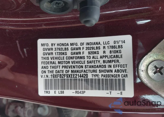 19XFB2F9XEE214420: 42135574