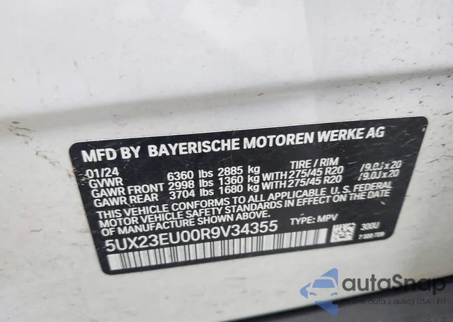 5UX23EU00R9V34355: 42135650