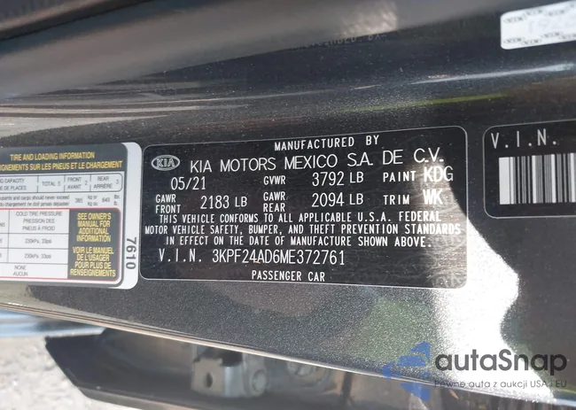 3KPF24AD6ME372761: 42135790