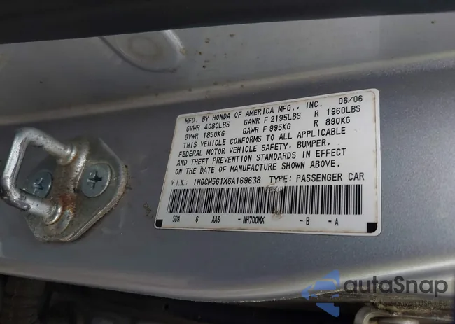 1HGCM561X6A169638: 42135793