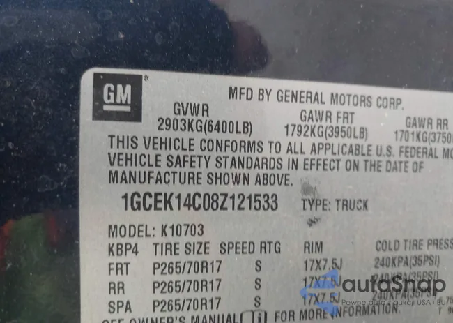 1GCEK14C08Z121533: 42135917