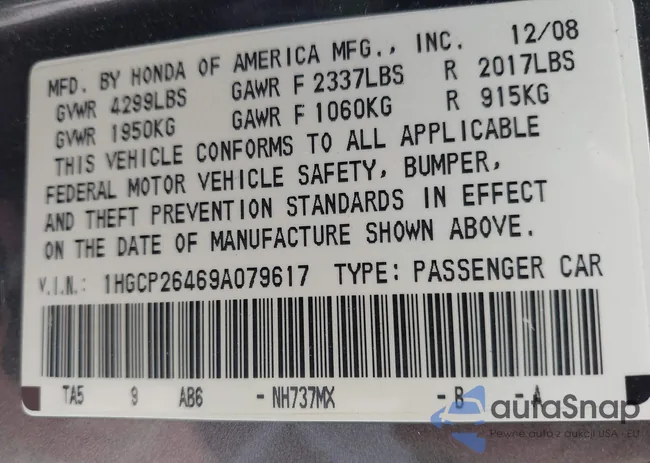 1HGCP26469A079617: 42135919