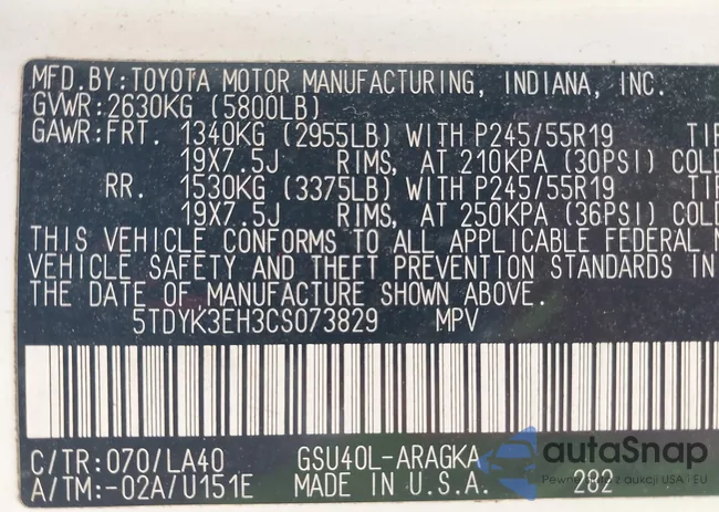 5TDYK3EH3CS073829: 42136042