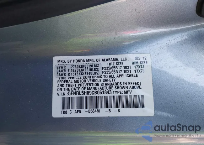 5FNRL5H69CB061843: 42135152