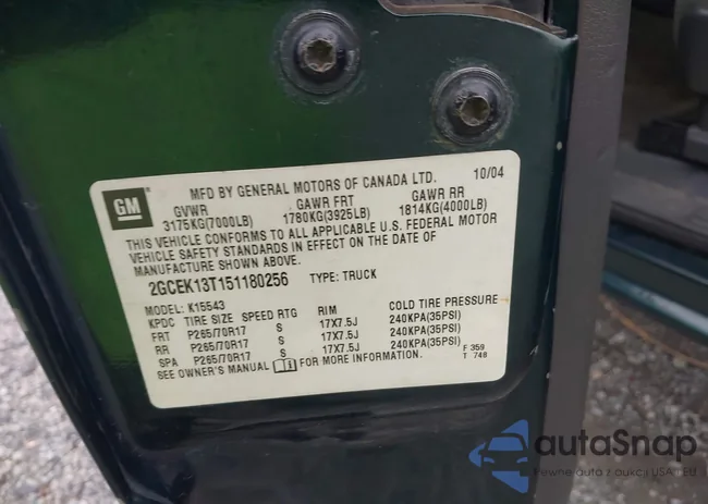 2GCEK13T151180256: 42135270